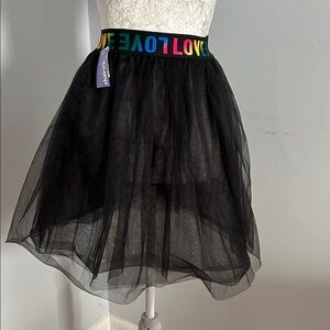 Claire's Black Tulle Skirt with Colorful Love Waistband